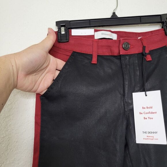 Skinnygirl Jeans The Skinny Marie Sky Black Red Coated Skinny Mid-Rise Size 25/0 - Picture 6 of 10